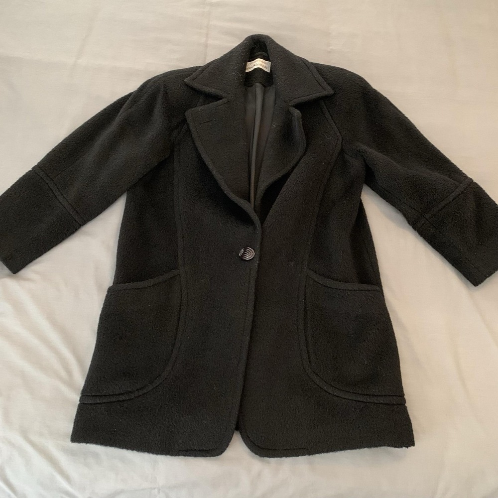 Contemporary By Mackintosh Coat Womens 8 Black Wool Mohair Overcoat Pockets